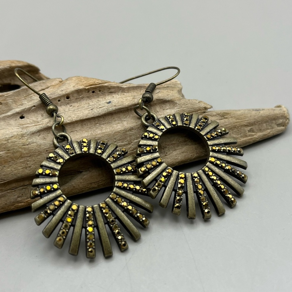Antique Gold Sunburst Earrings